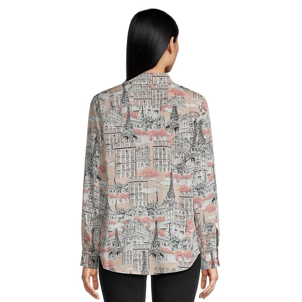 Karl Lagerfield Whimsical Print‎ Collar Pocket Roll-Tab Shirt Dune Pink Small - Picture 2 of 8